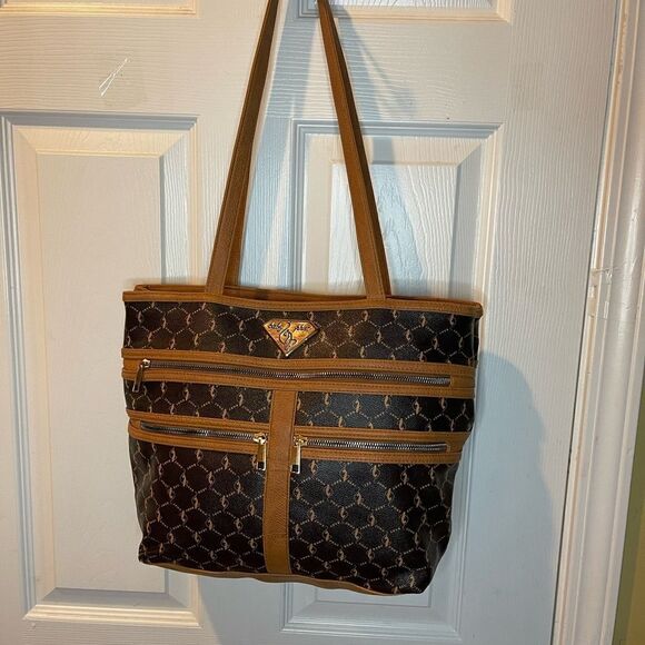 Babyphat Brown and tan logo Medium shoulder bag gold tone hardwares and accent. - Picture 7 of 12